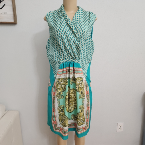 Emma & Michele Turquoise and Gold Dress - Picture 1 of 5